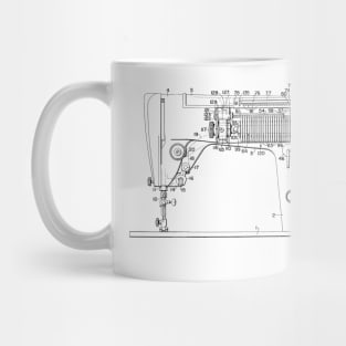 Zigzag Mechanism for Sewing Machine Vintage Patent Hand Drawing Mug